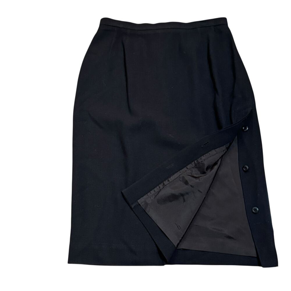 Vintage Emanuel Ungaro 100% Wool Brown Size 4 Button Up Side Slit Skirt